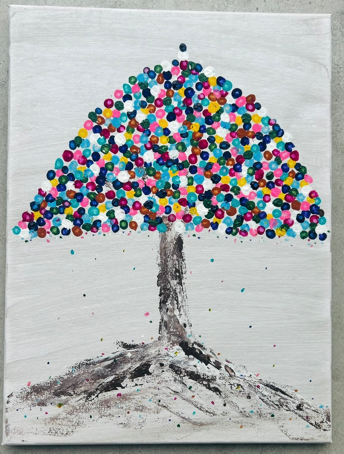 Blooming Umbrella - Vibrant wall art - Dot painting Lollipop Home decor