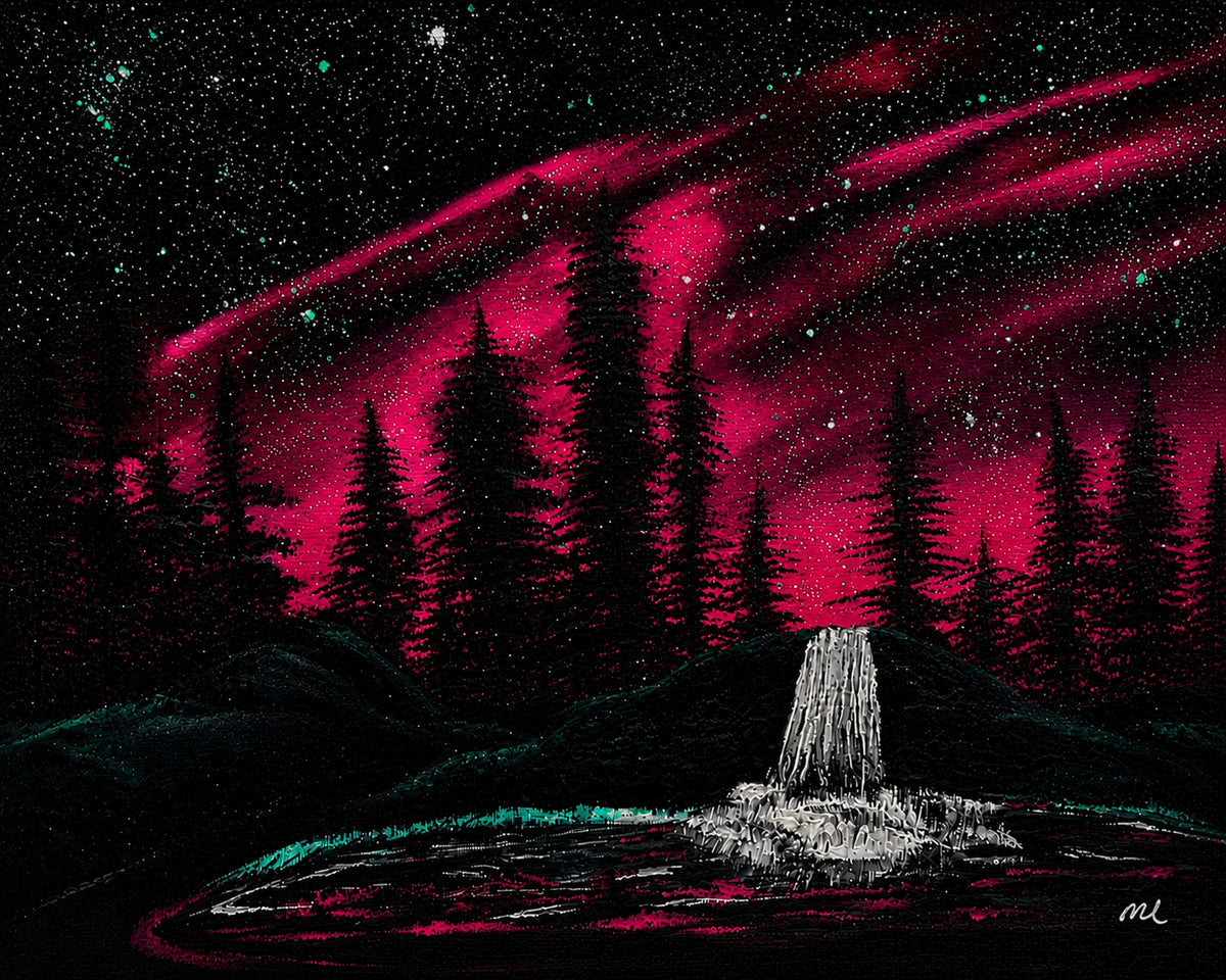 Aurora Rose - Northern Lights Pink Skies - Aurora Borealis Pink and Black Wall Art