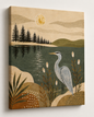 Bohemian Heron - Lone heron wall art print - Mysterious heron wetlands home decor picture