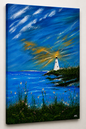 Twilight Glow - pale blue coastal lighthouse wall art