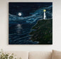 Moonlight Guardian - Dramatic Moonlight Lighthouse wall art print - MariaLouise Art