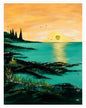 Emerald Dawn - emerald green coral seas and golden sunset wall art