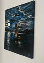 Moonlight Fisherman - Mysterious Moonlit coastal sailing boat crossing