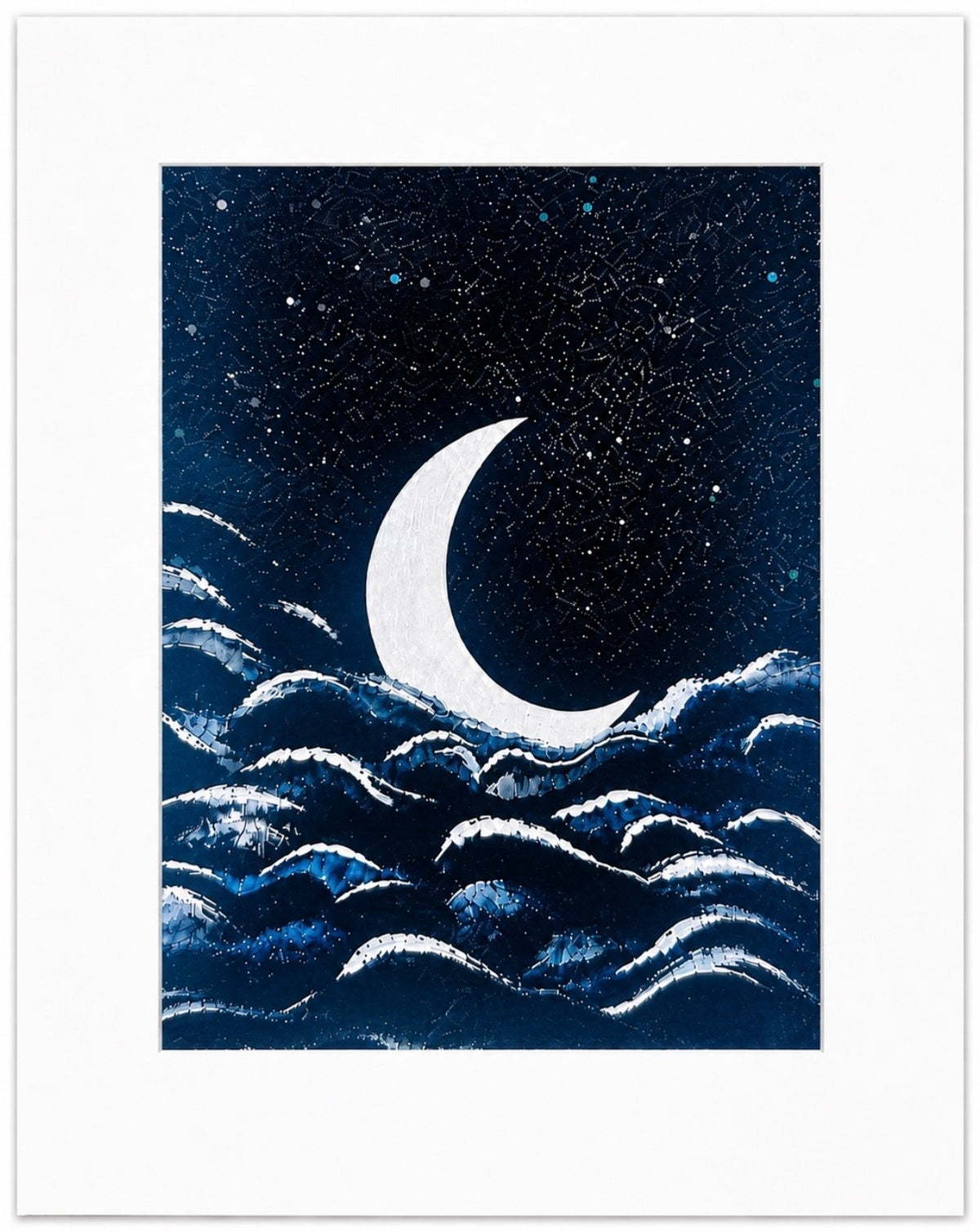 Lunar Tide - Sleeping moon on a tide of clouds - Home decor - wall art