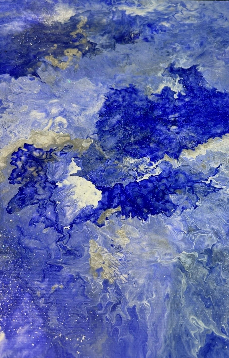 Ocean Collection - Set of 3 (Triptych) - Beautiful Royal Blue, Silver and White Triptych original paintings - stunning abstract home decor wall art canvases