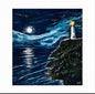 Moonlight Guardian - Dramatic Moonlight Lighthouse wall art print - MariaLouise Art