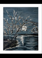 Silver Whispers - a mysterious silver lakeside wall art canvas