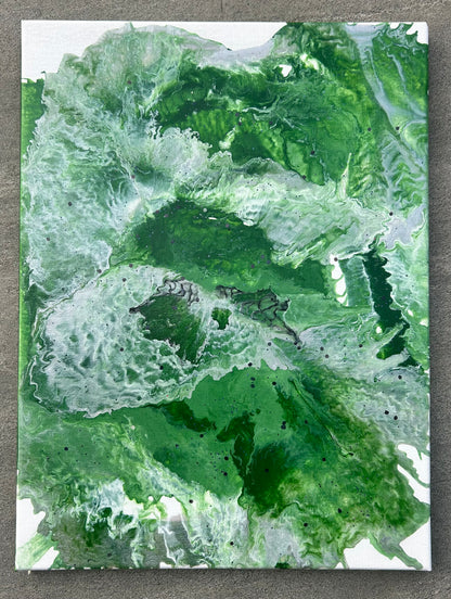 Forest Collection - Set of 3 - Green and White Triptych original paintings - stunning abstract home decor wall art canvases