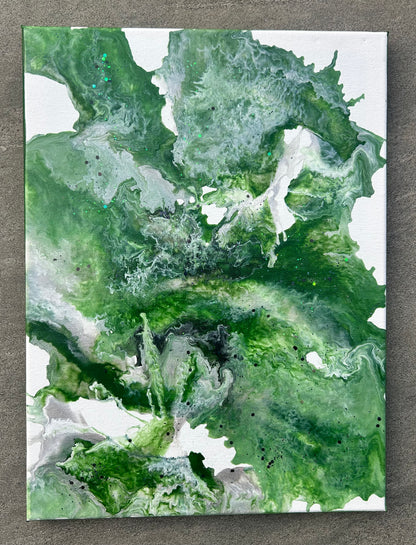 Forest Collection - Set of 3 - Green and White Triptych original paintings - stunning abstract home decor wall art canvases