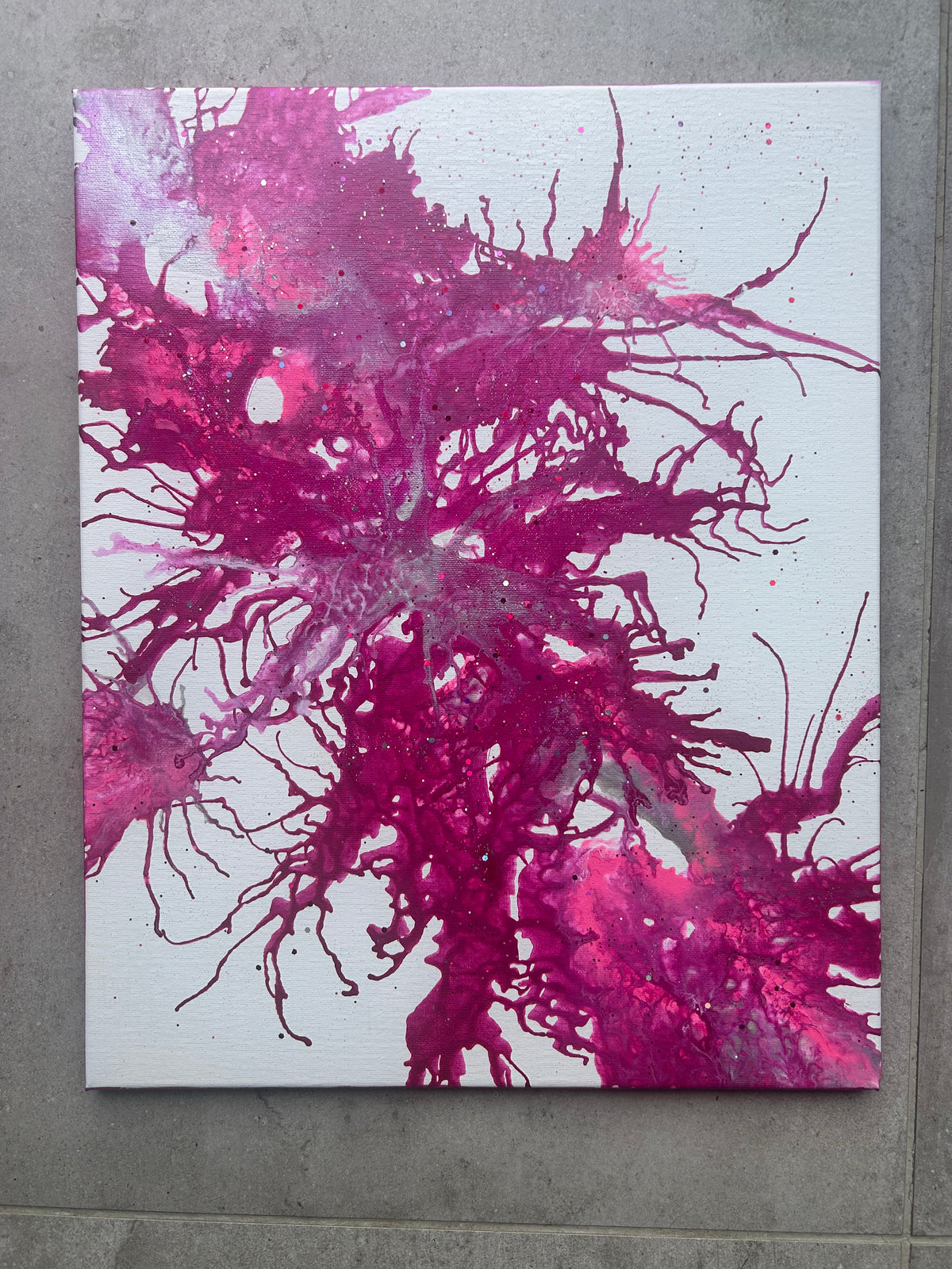 Fuchsia Collection - Set of 3  Pink and White Triptych original paintings - abstract home decor wall art canvases