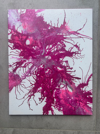 Fuchsia Collection - Set of 3  Pink and White Triptych original paintings - abstract home decor wall art canvases
