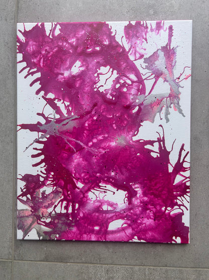 Fuchsia Collection - Set of 3  Pink and White Triptych original paintings - abstract home decor wall art canvases