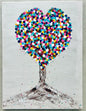 Heart In Bloom Tree Dot painting Love heart wall art