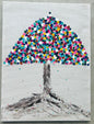 Blooming Umbrella - Vibrant wall art -  Dot painting Lollipop Home decor