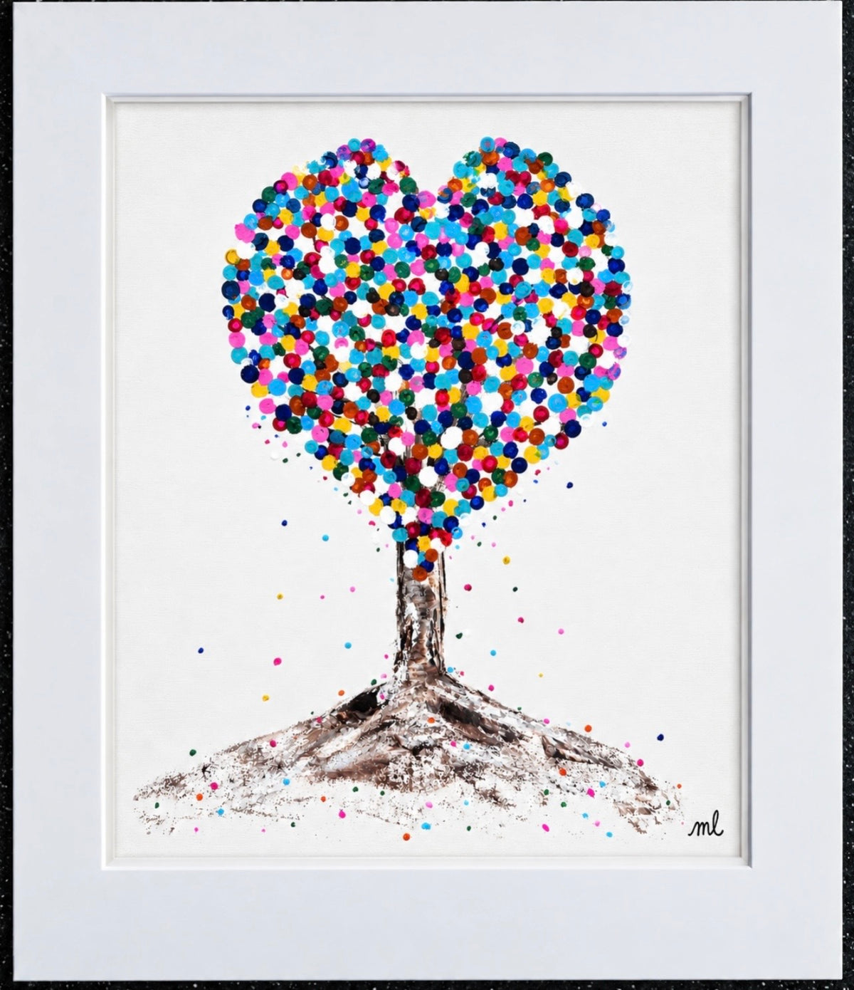 Heart In Bloom Tree - Vibrant wall art -  Dot painting Home decor