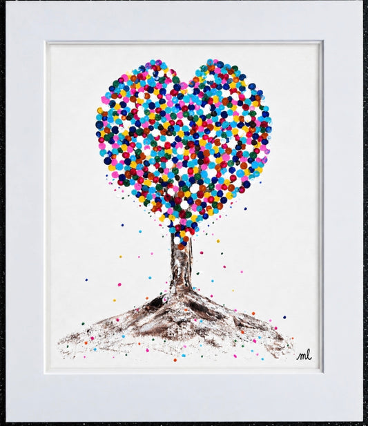 Heart In Bloom Tree - Vibrant wall art -  Dot painting Home decor
