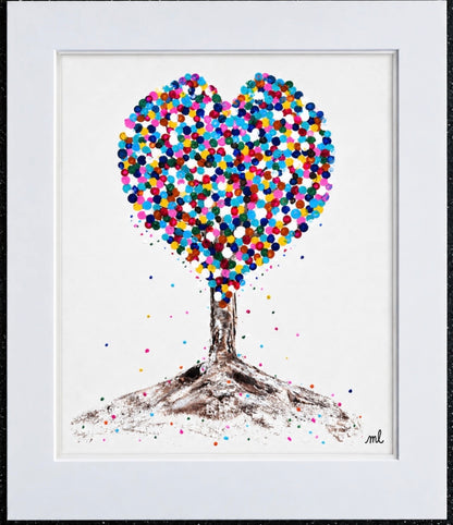 Heart In Bloom Tree Dot painting Love heart wall art