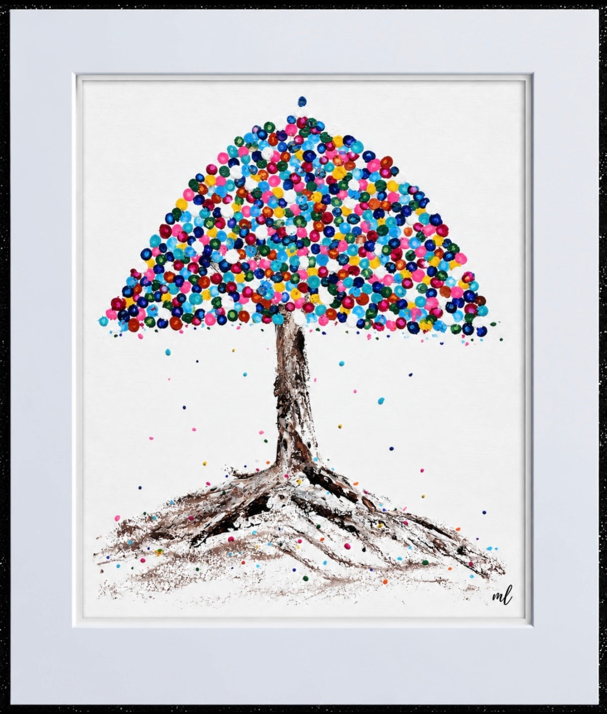 Blooming Umbrella - Vibrant wall art -  Dot painting Lollipop Home decor