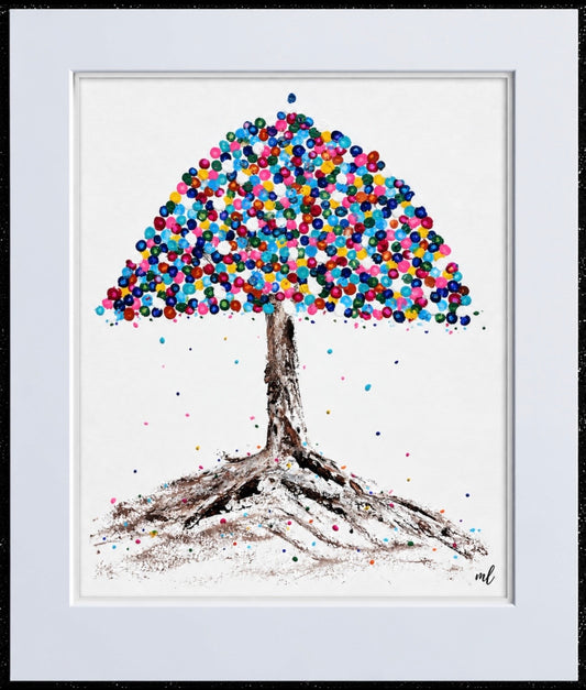 Blooming Umbrella - Vibrant wall art -  Dot painting Lollipop Home decor