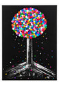 Lollipop Blossom - Vibrant wall art on black background -  Dot painting Lollipop Home decor