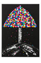 Umbrella Blossom -  Dot painting Umbrella wall art Black background Home decor