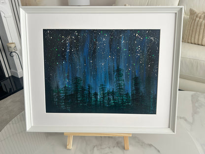 Aurora Pines - Northern Lights Electric Blue Skies Wall Art - Aurora Borealis Home Decor