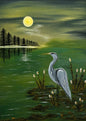 Whispering Wader - Lone Heron - Rich Moody Moonlit Skies Wall Art