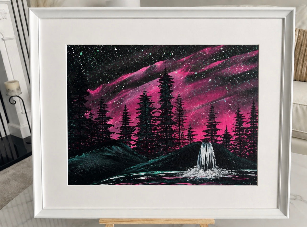 Aurora Rose - Northern Lights Pink Skies - Aurora Borealis Pink and Black Wall Art
