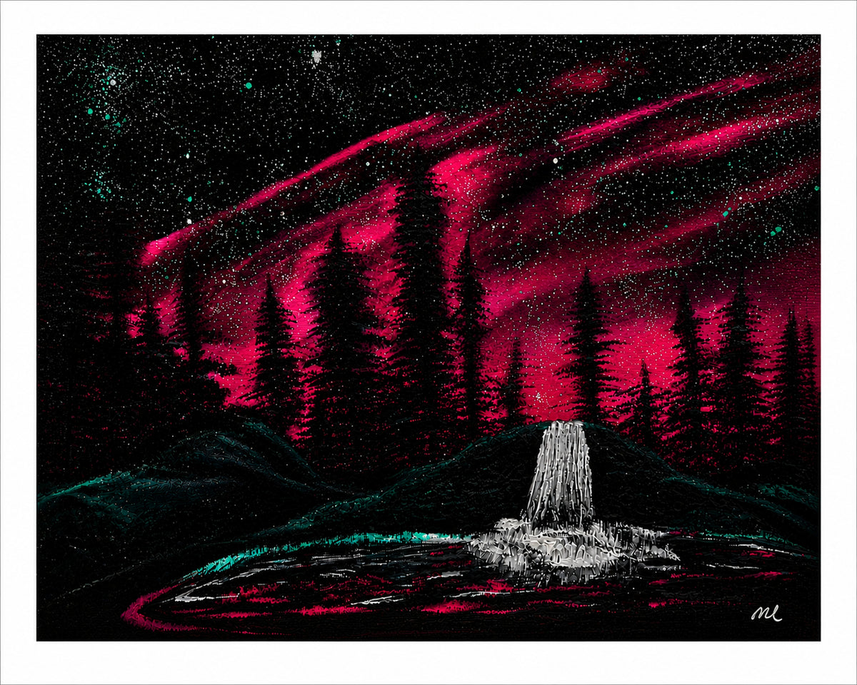 Aurora Rose - Northern Lights Pink Skies - Aurora Borealis Pink and Black Wall Art